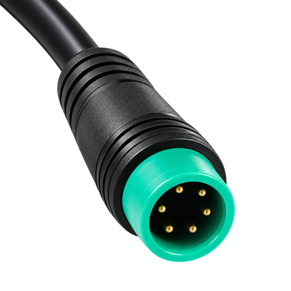 Črni kabel z zelenim 6-polnim konektorjem za ročico plina KuKirin